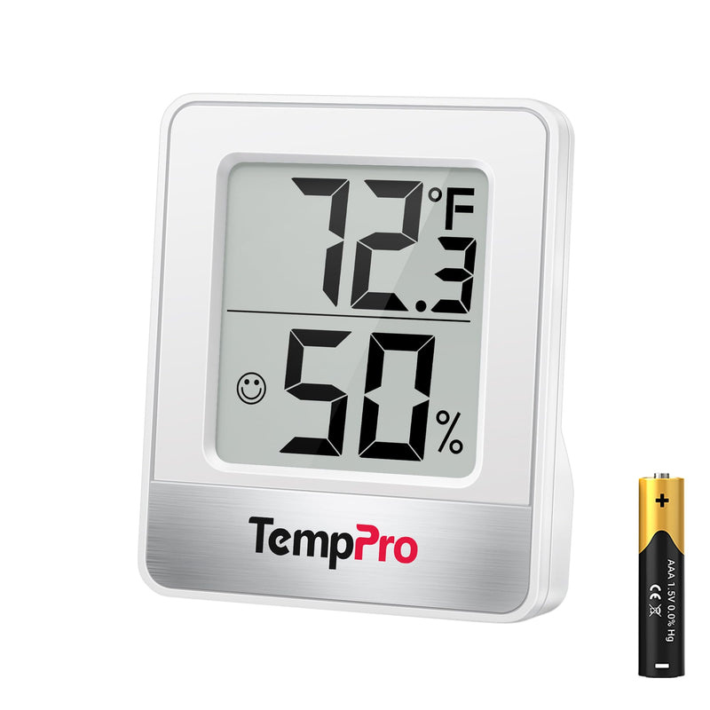 TempPro TP49 Digital Hygrometer Indoor Thermometer Humidity Meter Room Thermometer with Temperature and Humidity Monitor Mini Hygrometer Outdoor Thermometer (Previously ThermoPro) 1 White Indoor Thermometer
