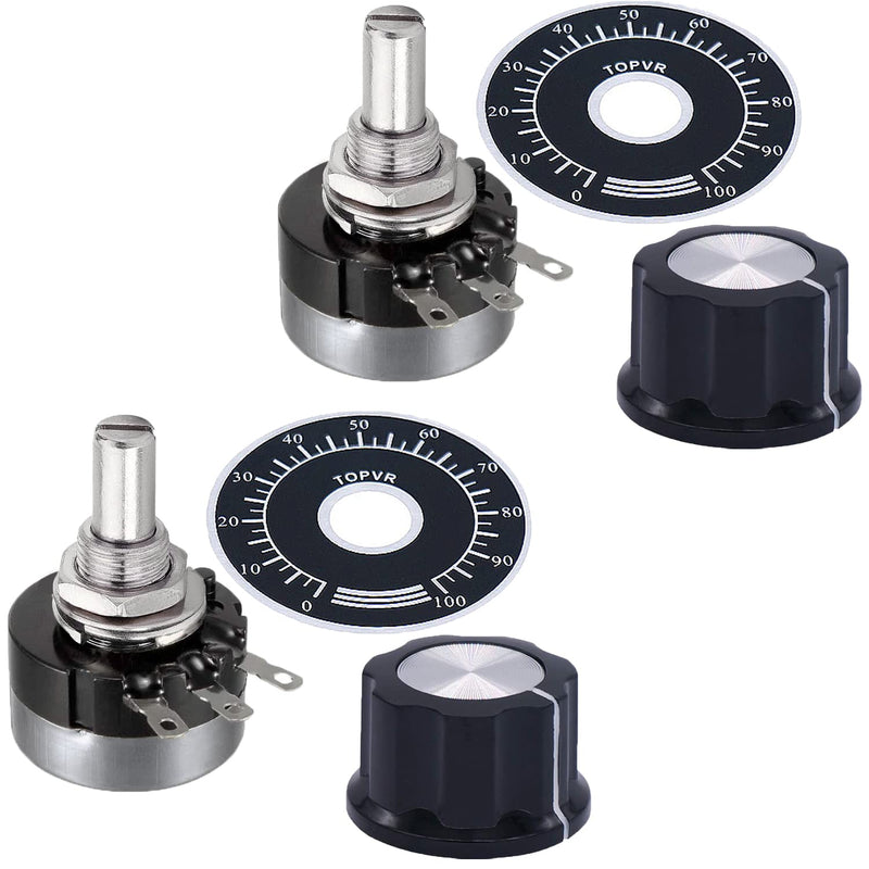 [Australia - AusPower] - 2PCS RV24YN20S B502 5K ohm Single Turn Carbon Film Rotary Taper Potentiometer+2PCS A03 Knob + 2PCS Dials 
