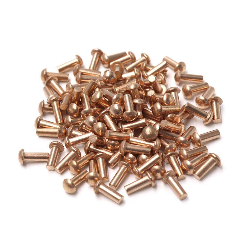 [Australia - AusPower] - Biaungdo 1/8" Diameter 5/16" L Shank Copper Round Head Solid Rivets Fasteners-100pcs 