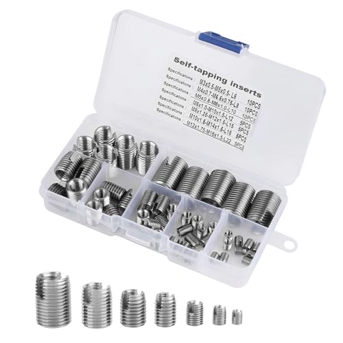 Tangxi stainless steel M3-M10 thread insert set with assorted tapping inserts, 50 pieces