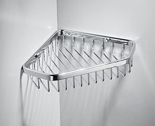 Corner Shower Caddy Basket,Shampoo Holder for Shower Wall,Inside Shower Shelf Bathroom Organizer,Solid Brass Material in Polished Chrome B5118 Chrome