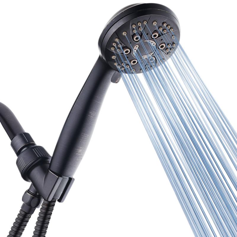 AquaDance High Pressure 6-Setting Oil Rubbed Bronze Handheld Shower Head with Stainless Steel Hose. Officially Independently Tested to Meet Strict US Quality & Performance Standards! 2.5 Gallon Per Minute