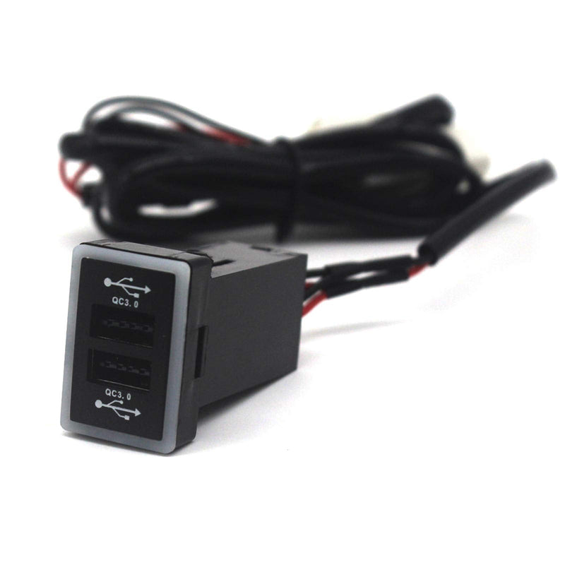 [Australia - AusPower] - Disscool Dual USB Power Socket for Toyota QC3.0, Quick Charge Car Charger USB Adapter for Smartphone/iPad/PDA and More,Max 6.4A Output (32 * 20mm) 32*20mm 