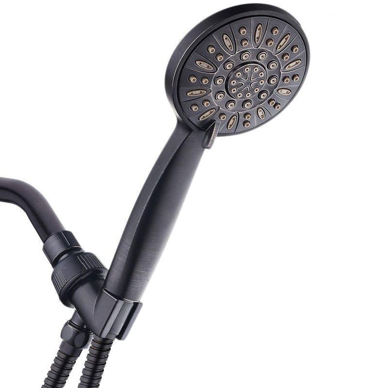 AquaDance High Pressure 6-Setting Oil Rubbed Bronze 4" Handheld Shower with Hose for the Ultimate Shower Experience! Officially Independently Tested to Meet Strict US Quality & Performance Standards 2.5 Gallons Per Minute
