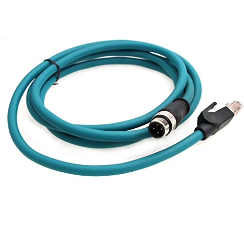 M12 4 Pin D-Code to RJ45 Cognex Industrial Camera Network Cord CAT5e Shielded Cables (Blue, 2M) Blue
