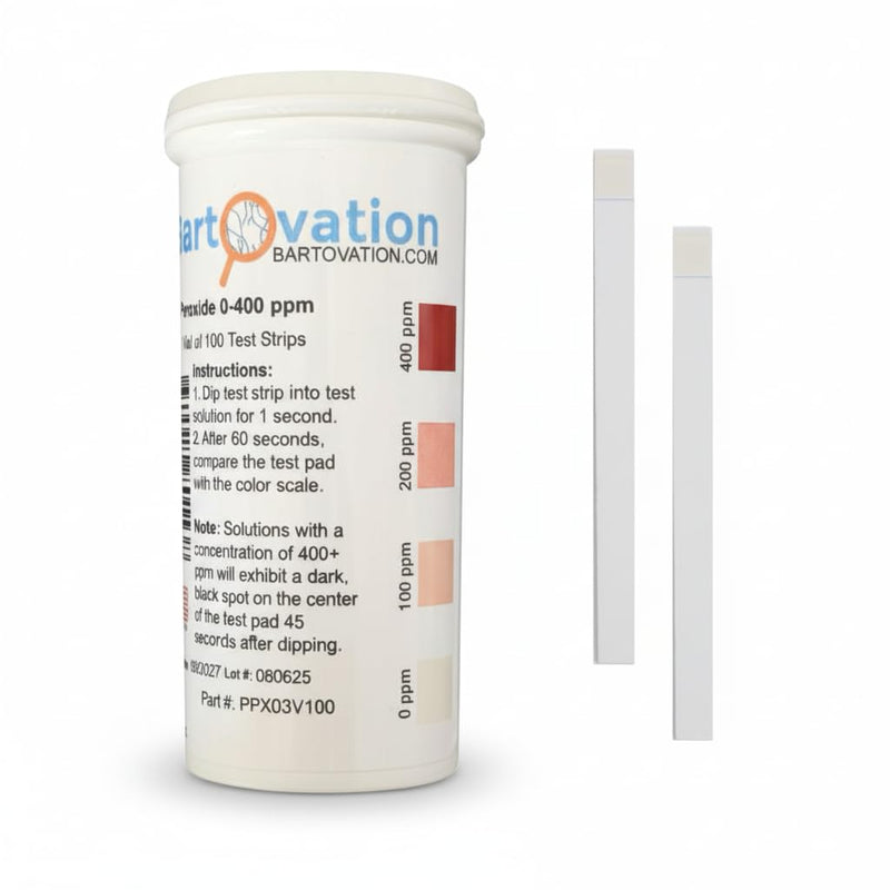[Australia - AusPower] - Hydrogen Peroxide H2O2 Test Strips, 0-400 ppm [Vial of 100 Strips] 