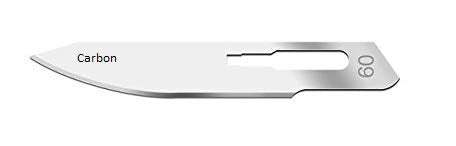 [Australia - AusPower] - Box of 100 Carbon Steel Blades, Sterile, Individually Foil Wrapped. Dental, Surgical, Veterinary, Dermaplane, Hobby, Craft & More (# 60, Carbon) # 60 