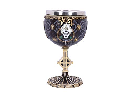 Nemesis Now Ghost Papa Emeritus III Gold Goblet, Hand-Painted Resin, Stainless Steel Insert, Officially Licensed Collectible Merchandise