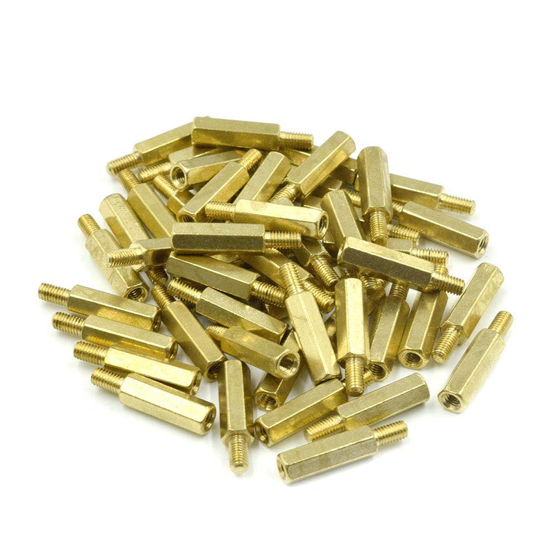[Australia - AusPower] - M3 x 15mm + 6mm Male to Female Thread Brass Hexagon Hex Standoff Spacer Pillars - (50 Pcs) M3 x 15mm + 6mm 