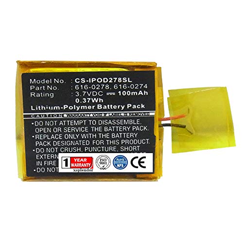 [Australia - AusPower] - XPS Replacement Battery Compatible with Apple iPod Shuffle G2 1GB iPod Shuffle G3 Apple 616-0274 616-0278 