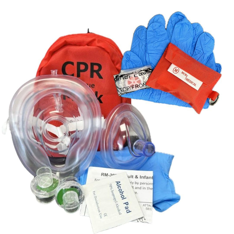 [Australia - AusPower] - MCR Medical Adult/Child & Infant CPR Mask with 2 Valves & CPR Barrier Mask Key Chain 