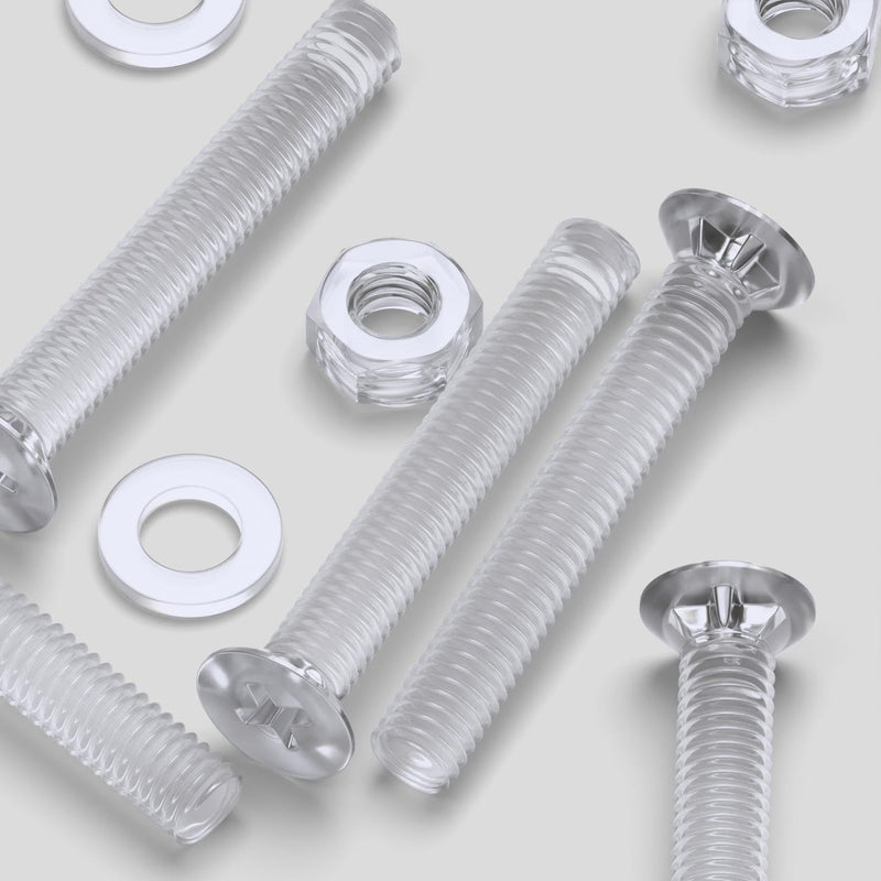 [Australia - AusPower] - 60 x Crosshead Countersunk Screw Nuts and bolts, Transparent Clear Plastic Acrylic, M6 x 40mm - Acrylic Plastic Screws, (15/64 x 1-37/64 in) 