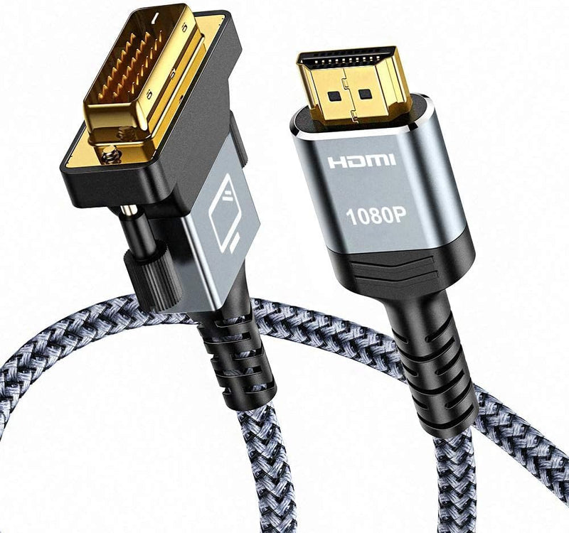 [Australia - AusPower] - Capshi HDMI A to DVI Adapter Cable 6FT, High-Speed Gold-Plated Plug and Play Bi-Directional Nylon Braid 1080p, DVI to HDMI Adapter for Televison/Monitor/Video Card/Graphics Card 6feet 