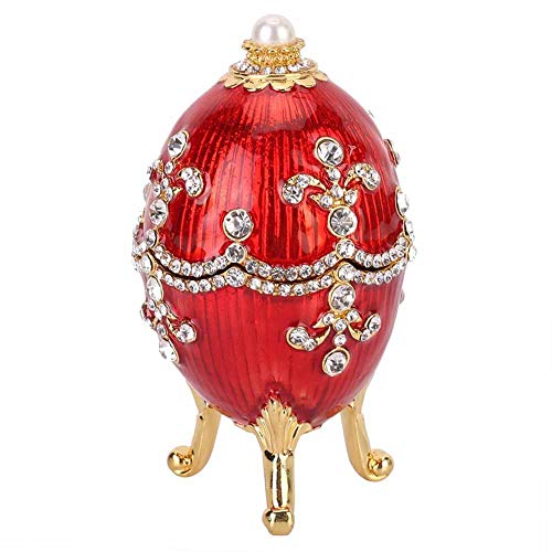 HEEPDD Enameled Easter Egg, Hand Painted Jewelry Trinket Box with Sparkling Rhinestones for Necklace Earring Small Items Home Desktop Decor Easter Day Collectible