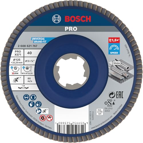 Bosch Professional 1 x Flap Disc X571 Best for Metal X-LOCK (for Metal, Diameter 125 mm, P 40, Angled Design, Accessories Angle Grinder) Ø 125 mm Grit 40