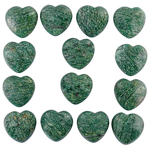 mookaitedecor 12 Pcs African Jade Heart Shaped Crystal Worry Stone 0.59 Inch