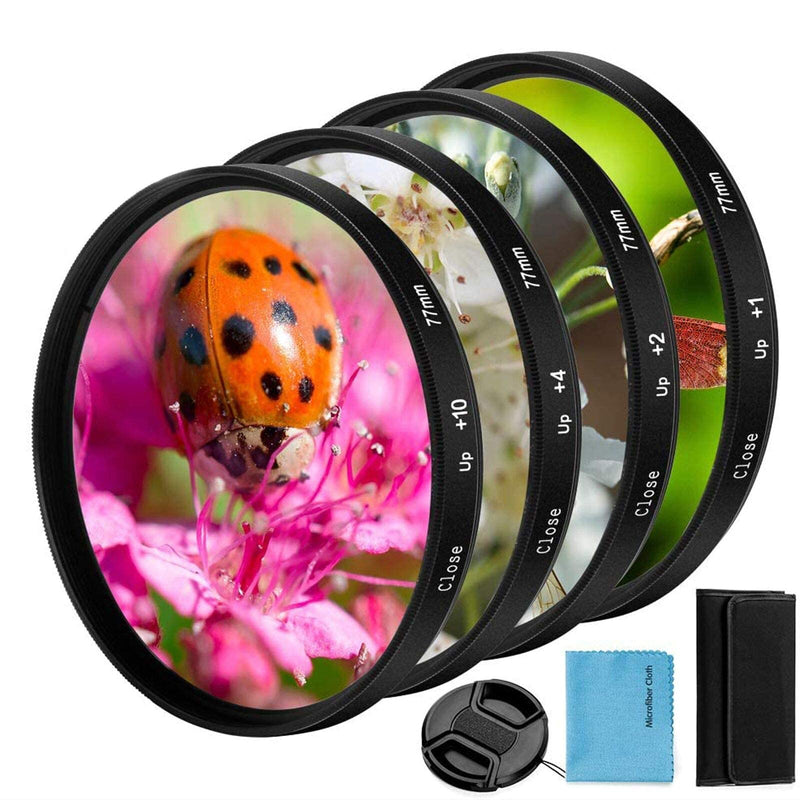 [Australia - AusPower] - 52mm Close-up Filter Kit 4 Pieces(+1,+2,+4,+10) Macro Filter Accessory Close-up Lens Filter Kit Set with Lens Filter Pouch for Canon Nikon Sony Pentax Olympus Fuji DSLR Camera+Lens Cap 52mm 