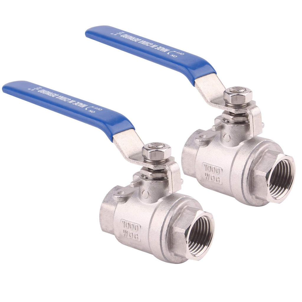 DERNORD Ball Valve Stainless Steel 304 1/2" NPT Heavy Duty for Water, Oil, and Gas with Blue Locking Handles (Pack of 2) 1/2 Inch