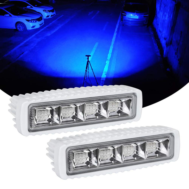 Waterproof Led Boat Lights, Blue Light,2 pc 72W Deck/Dock Marine Lights 4000 LMS 120°Flood Light, 6.3 inch, 12/24 V Led Light Bar (Blue Light) 72W Blue