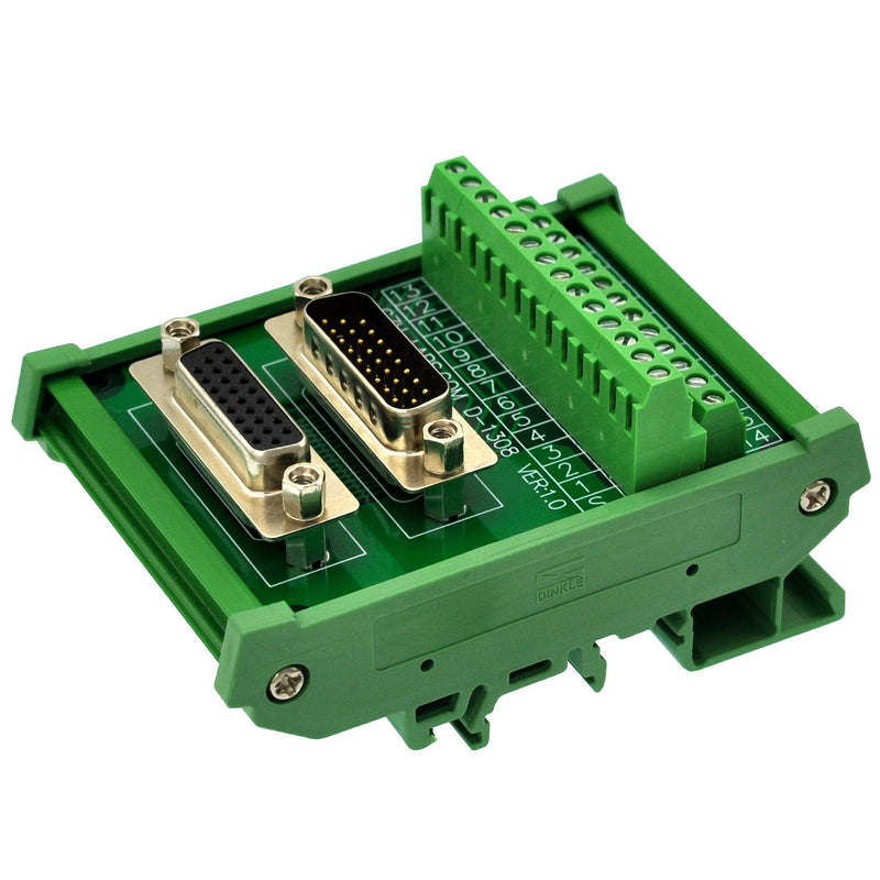 [Australia - AusPower] - DIN Rail Mount DSUB DB26HD Male/Female Header Interface Module, D-SUB Breakout Board. 