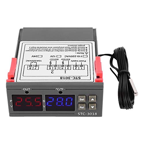 [Australia - AusPower] - Digital Temperature Controller, STC-3018 Digital LED Temperature Controller Temp Control Thermostat Switch Temperature Humidity Controller NTC, Temperature Controller Thermostat Sensor (24V) 