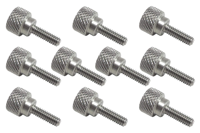 10 Pack 8-32 x 1/2 Inch Threads 303 Stainless Steel Diamond Knurled Thumb Screws Knobs with Straight Shoulders Right-Hand Threads SAE Flat Tip Uncoated