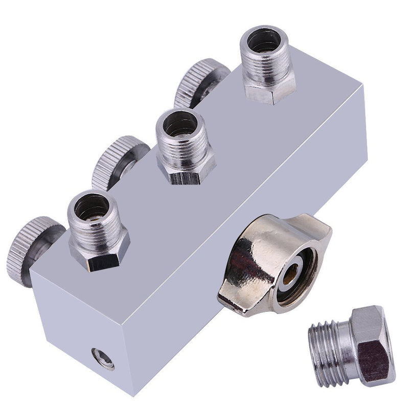 [Australia - AusPower] - Airbrush Manifold 3 Way Airbrush Hose Splitter Manifold Fitting 1/8" BSP with Adjust Knob Valve 