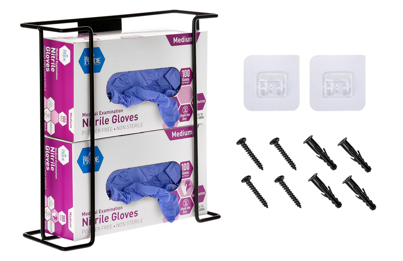 [Australia - AusPower] - Alpine Glove Holder for Wall Mount - Latex Glove Holder Wire Glove Dispenser for Wall Disposable Glove Box & Tissue Box - Fits 2 Boxes (Black) Black 