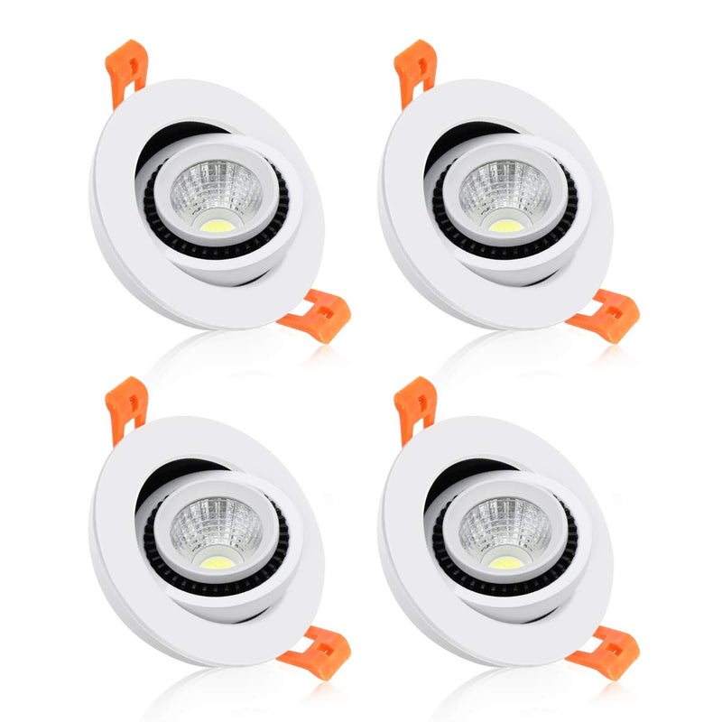 2 Inch Eyeball Gimbal LED Recessed Lighting Dimmable Downlight, 3W (35W Halogen Equivalent) Adjustable Spotlight, 3000K Warm White, CRI80+, Ceiling Light with LED Driver (4 Pack) 3000k - Warm White 3W - 4 Pack