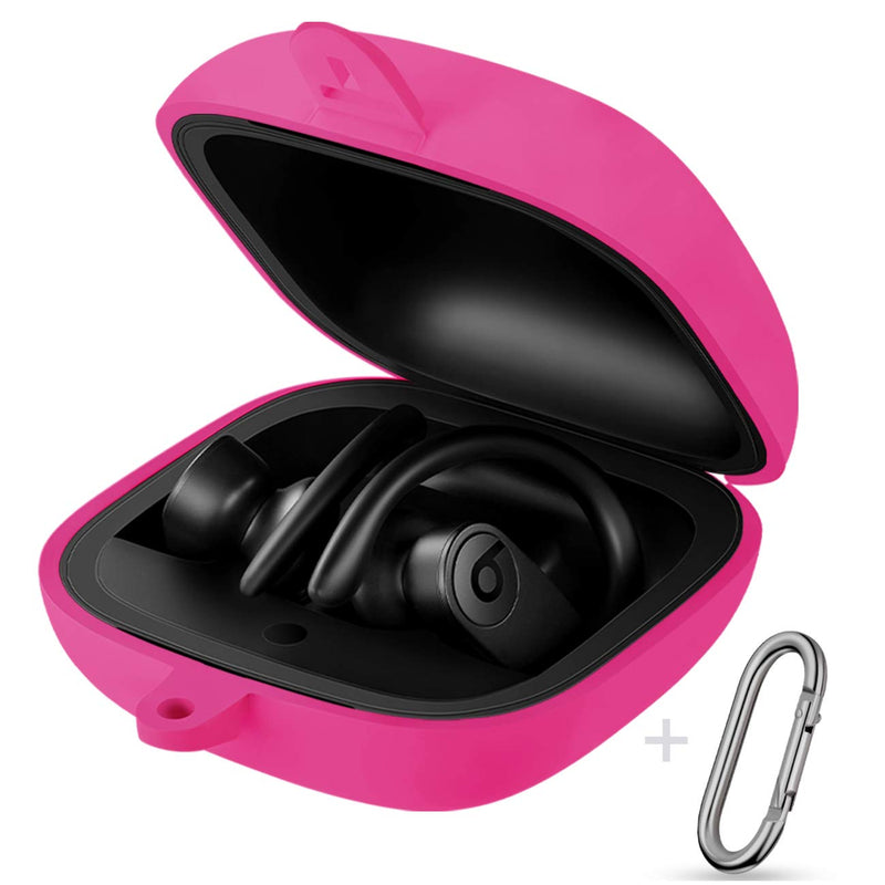 [Australia - AusPower] - GEAK Portable Powerbeats Pro Case, 360° Protection Shockproof Soft Silicone Cover with Keychain Compatible for Beats Powerbeats Pro 2019, Rose Pink 