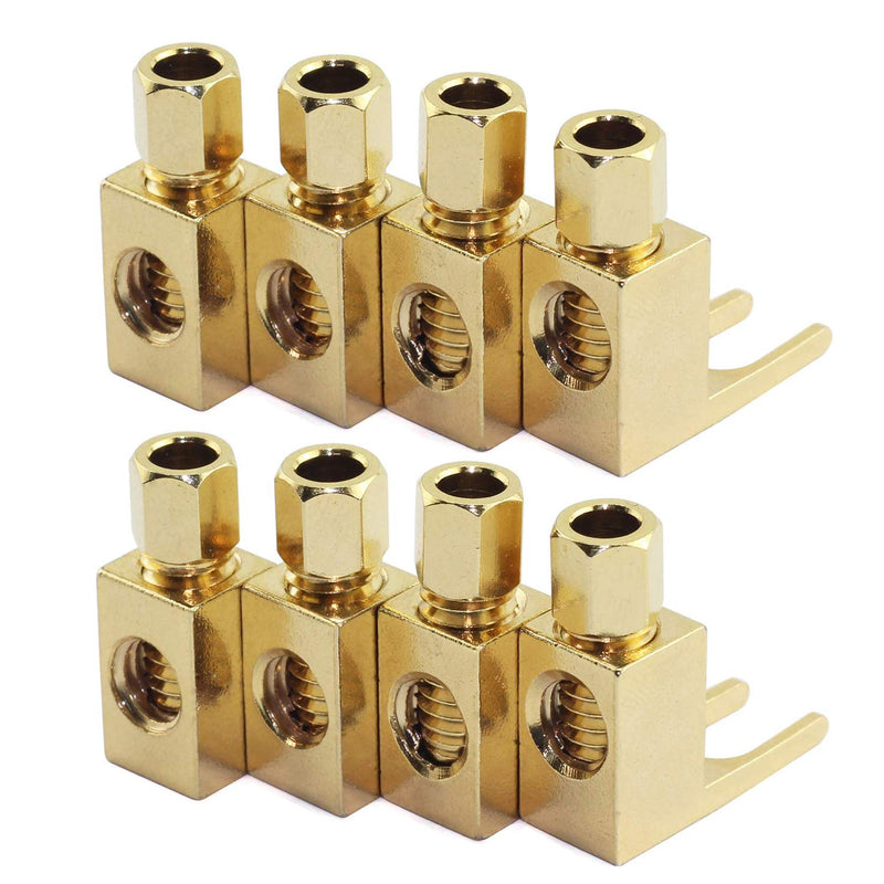 [Australia - AusPower] - 8 PCS Speaker Cable Connector, Hi-end Banana to Spade Adapter Plug Speaker Cable Wire Right Angle Spade Fork and Binding Post Connector HiFi Gold 