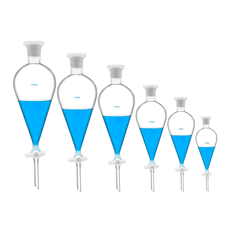 Borosilicate Glass 1000ML Separating Funnel Heavy Wall Conical Separatory Funnel with 24/40 Joints and PTFE Stopcock Lab,Food,pear - 1L 1000.0 Milliliters 1 HD-LA-0202