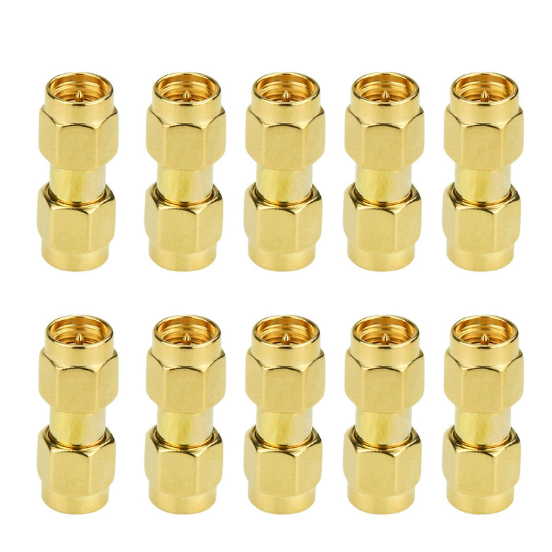 [Australia - AusPower] - SMA to SMA, 10-Pack SMA Male Connector RF Coaxial Adapter Plug for Antenna, Radio, WiFi 
