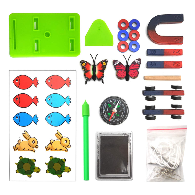 [Australia - AusPower] - EUDAX Labs Junior Science N/S Magnet Set for Education Science Experiment Tools Icluding Bar/Ring/Horseshoe/Compass Magnets 
