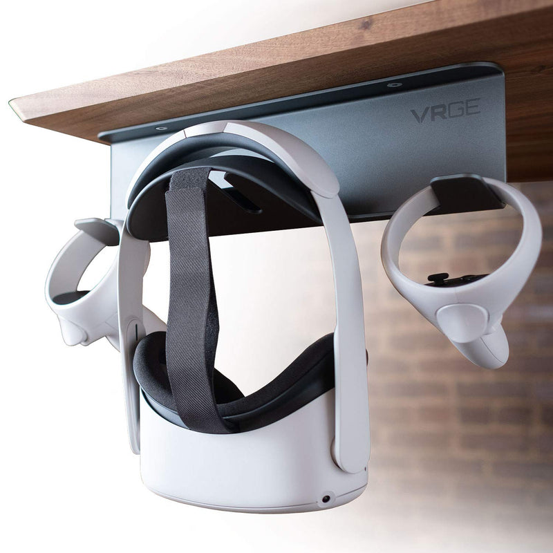 [Australia - AusPower] - VR Stand Under Desk Storage Display Hook Organizer - Premium Metal - for Meta Oculus Quest 3/2, Sony Playstation PS5 VR2, Valve Index and Mixed Reality Headsets 