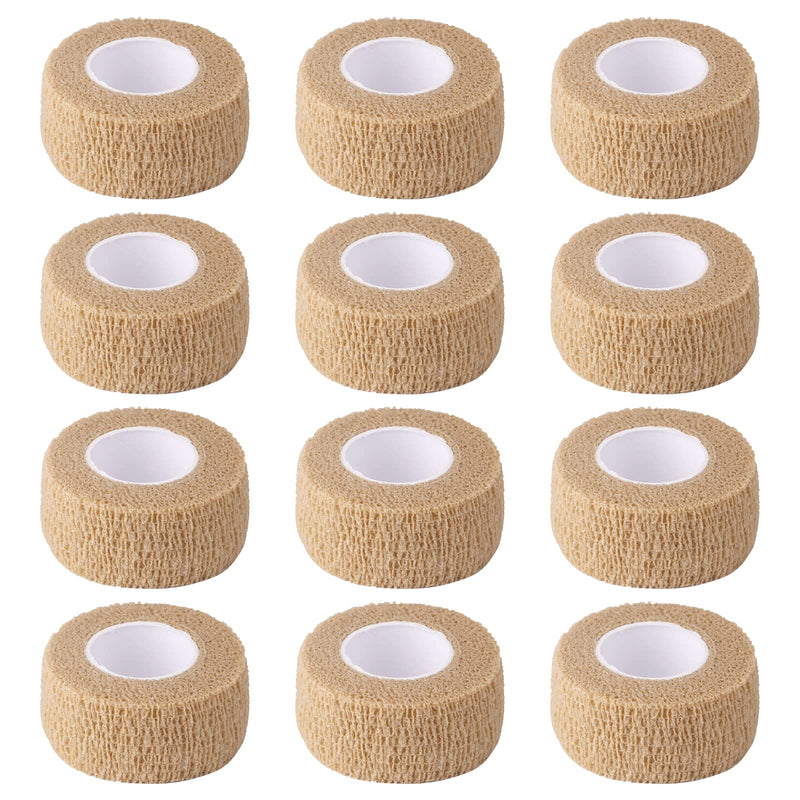 1 Inch Wide Skin Colour Elastic Self- Adhesive Bandage Finger Tape,Wrap Bandages for Wrist and Ankle for Chair and Table Legs to Reduce Friction and Noise-12pc 12pcs