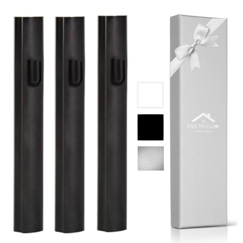 A&S Mezuzot Aluminum Mezuzah Case with Modern Shin Design Waterproof Self Stick Judaica Door Mezuza for 12cm-5inches Scroll Home Blessing Cover (3 Pieces, Black) 3