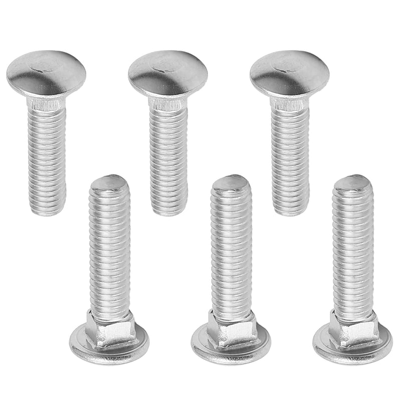 MroMax 6PCS Carriage Bolts M6x25mm Half Round Head Square Neck Bolt Fasteners 304 Stainless Steel Neck Carriage Bolt Silver Tone M6 x 25mm 6