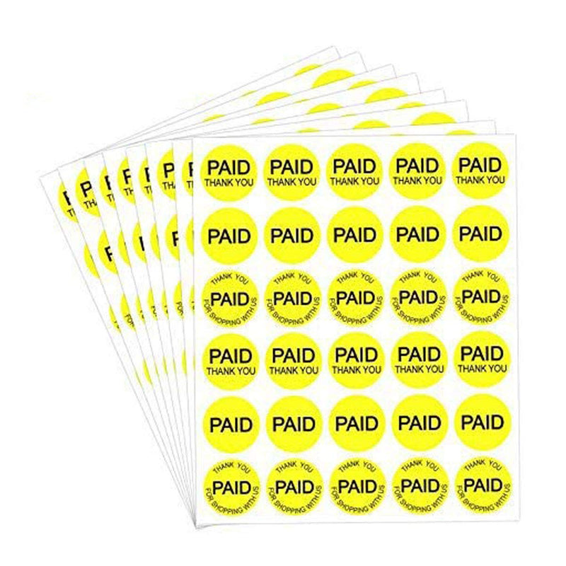 Paid Thank You Stickers-"Thank You for Shopping with US" Paid Label 3/4" Round Retail Self Adhesive Price Point Labels，USA Paid (Fluorescent Yellow) - 1500 Labels per Package - NewNest Australia
