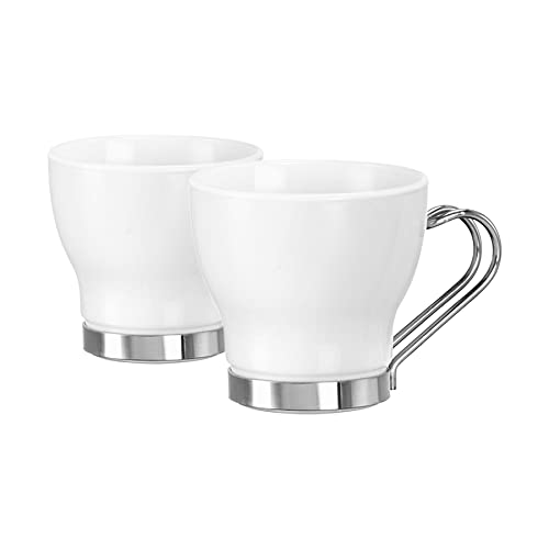 Bormioli Rocco 400891GRU021990 Espresso Opal with Stainless Steel Handle, 3.5 oz, White