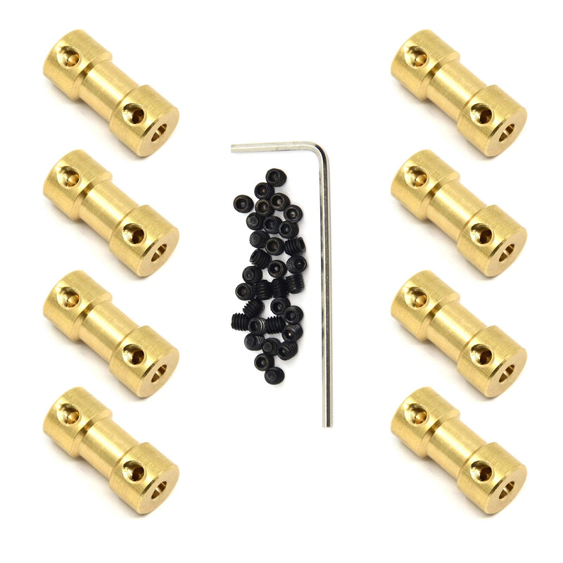 [Australia - AusPower] - 8 Pcs 3mm to 3.17mm Brass Shaft Coupling Joint Connector With Screws for Small Motor (3mm to 3.17mm) 