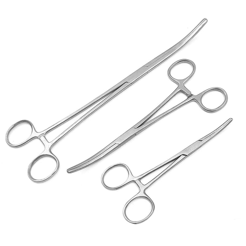 [Australia - AusPower] - Set of 3 Pean Hemostat Curved 6" 8" 10" Forceps Tongs Full Serrated Stainless Steel (AAPro Brand) 