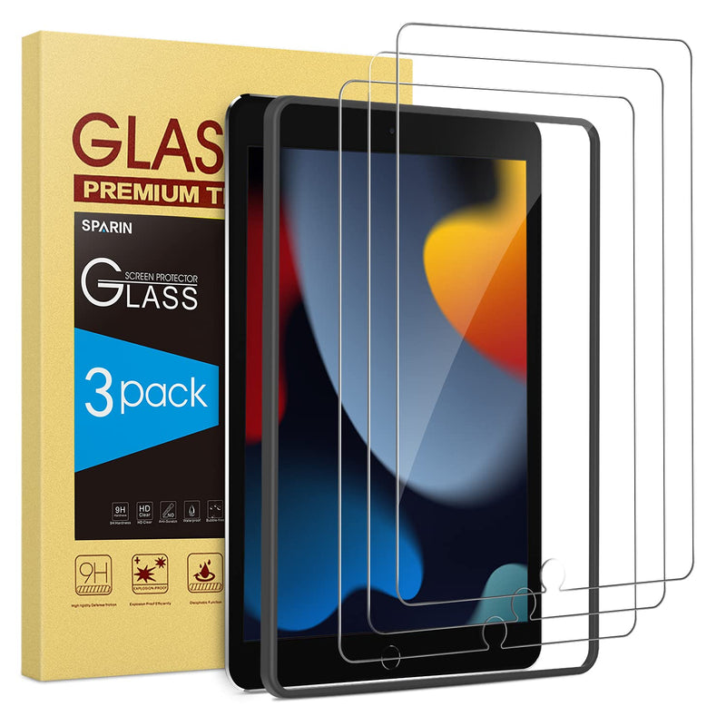 [Australia - AusPower] - SPARIN (3 Pack Screen Protector Compatible with iPad 9th 8th 7th Generation, Tempered Glass Compatible with iPad 10.2 Inch 2021 2020 2019 Model (iPad 9 8 7) 