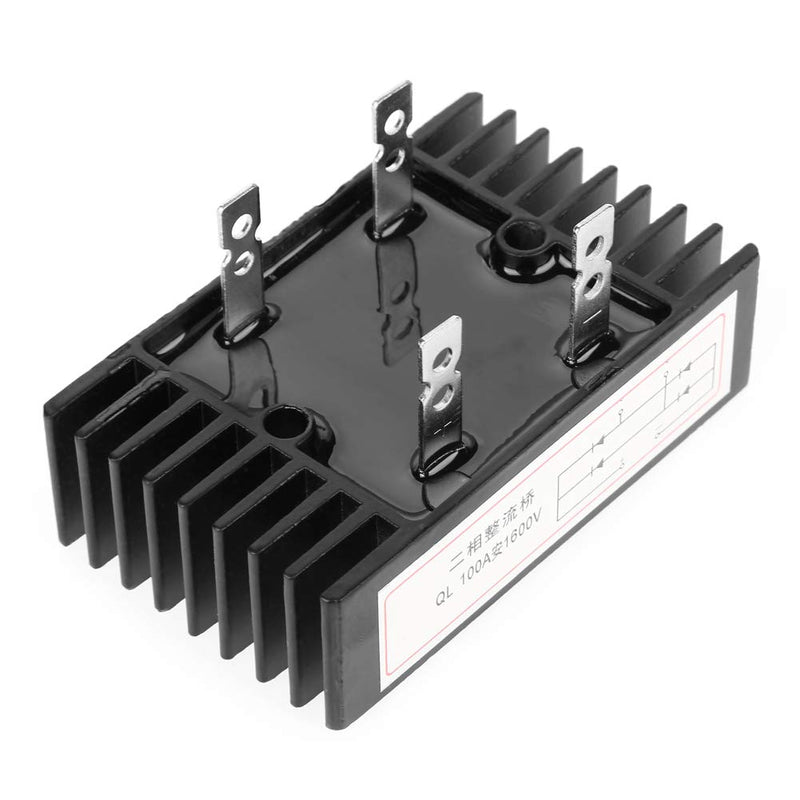 [Australia - AusPower] - 2 Phase Diode Bridge Rectifier 100A 1600V Voltage High Power Bridge Rectifier Full Silicon Diodes Bridge Rectifier Diode Black with Heatsink Good Heat Dissipation 