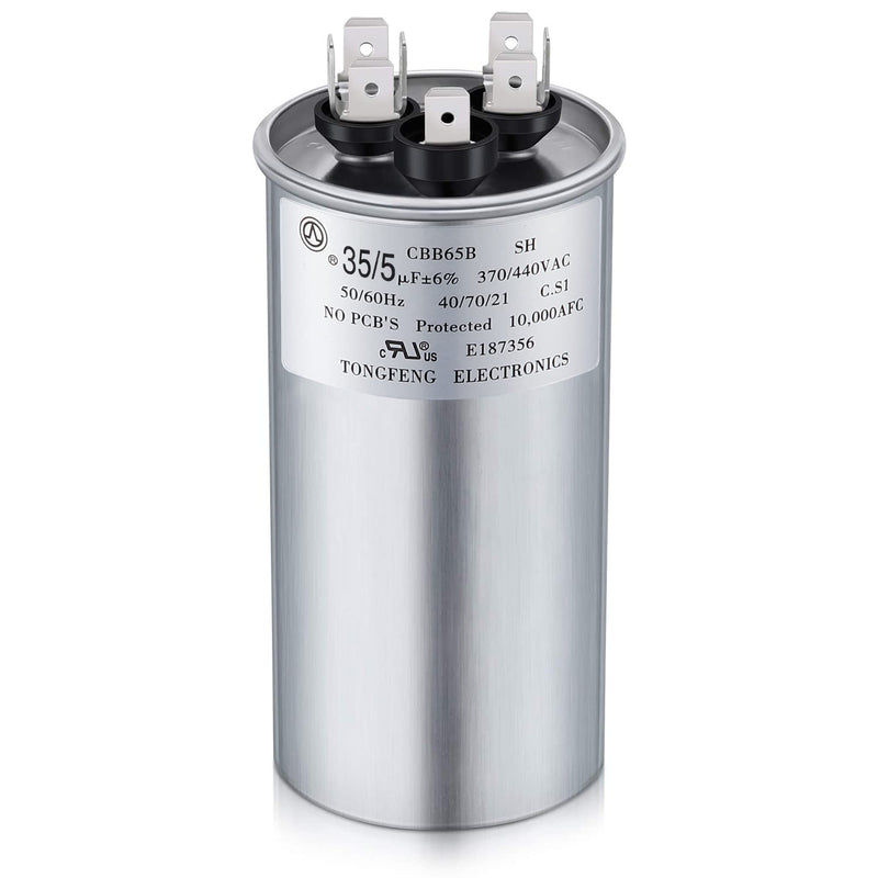 [Australia - AusPower] - 35+5 MFD 35/5 uf ±6% 370V or 440V VAC Dual Run Round Capacitor, 35 5 Start Capacitor for AC Air Conditioning Unit, Condenser Straight Cool or Heat Pump 1 