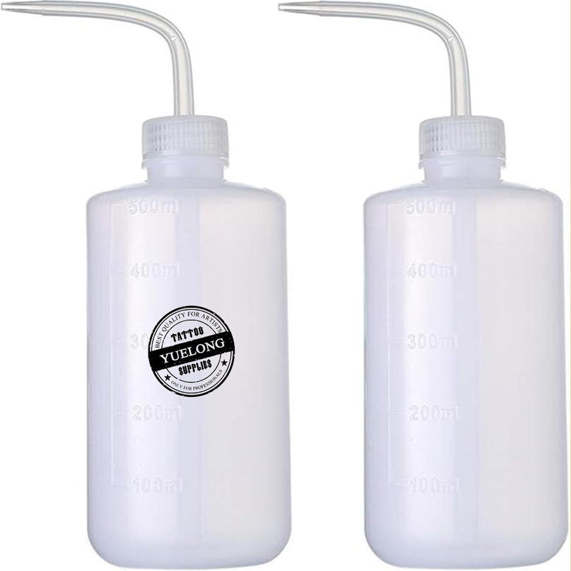[Australia - AusPower] - Yuelong Plastic Squeeze Bottle,2Pcs Safety Wash Bottle 500ml Convenient Green Soap Supply Tattoo Squeeze Bottle with Scale Labels Watering Tools for Medical Label Tattoo Supplies(500ml,16oz,1 Bottle) 2 Count (Pack of 1) 