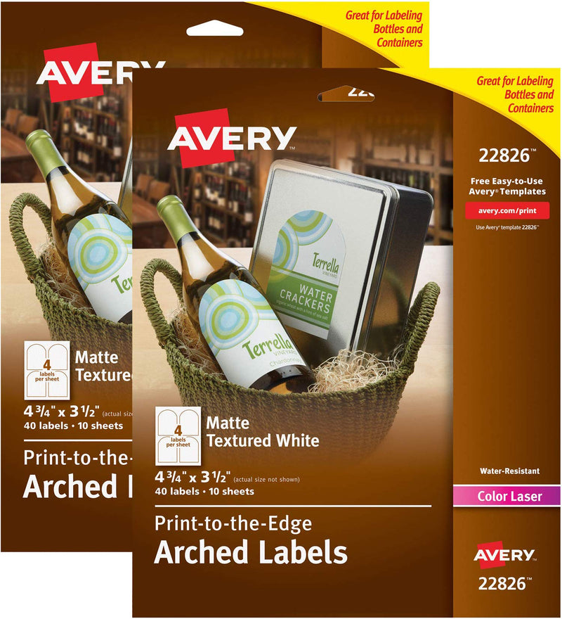 Textured White Print-to-the-Edge Arched Labels 4-3/4x3.5in labels 40/PK - 2EA 2