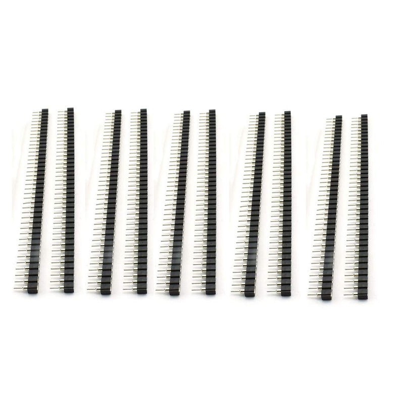 [Australia - AusPower] - 10Pcs 2.54mm 40Pin Round Female Socket Pin Header Strip 1x40P Single Row Straight Female/Male Socket/Pin Header Strip Connector Black 