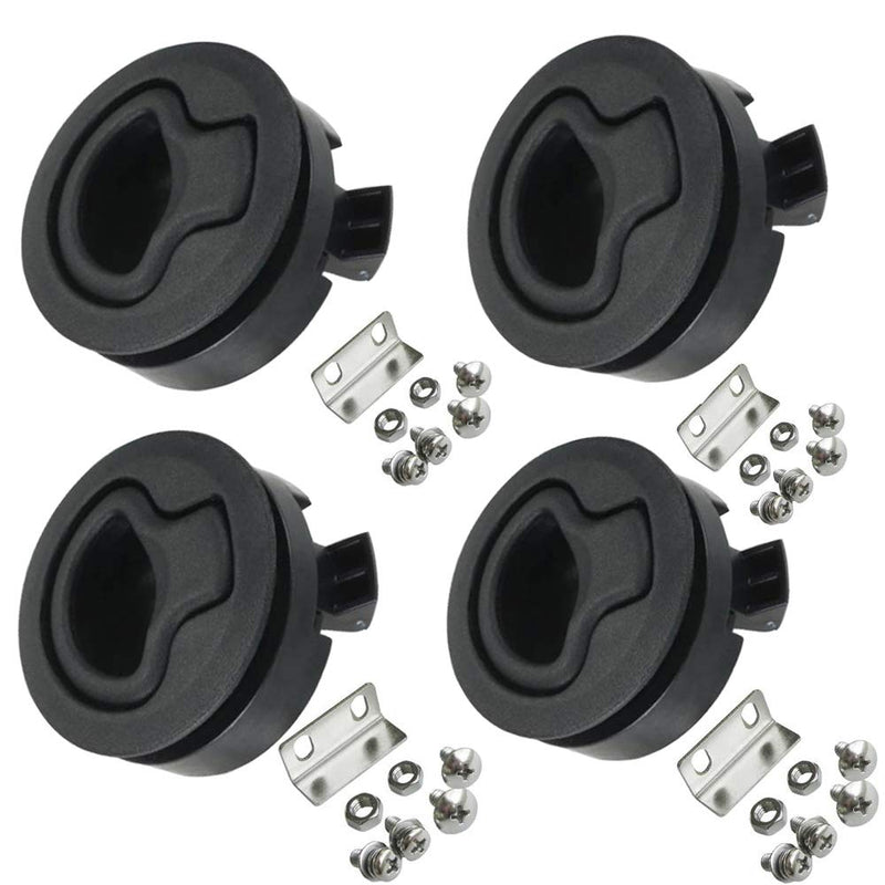 WJSKDQ 4PCS Boat Slam Latch 2'' Flush Pull Slam Latches Round Plastic Round for RV Boat Door Hatch Cabinet Pull Locking Deck Hatch Door black