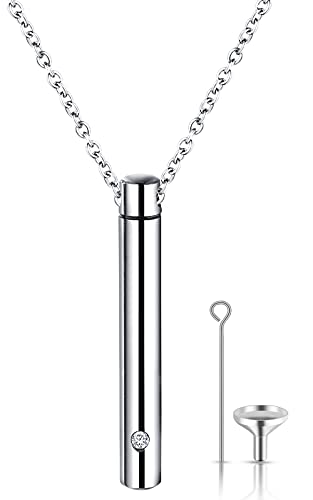 YOUFENG Urn Necklaces for Ashes Urns for Human Ashes Memorial Cremation Urn Locket Stainless Steel Keepsake Ashes Jewelry Silver